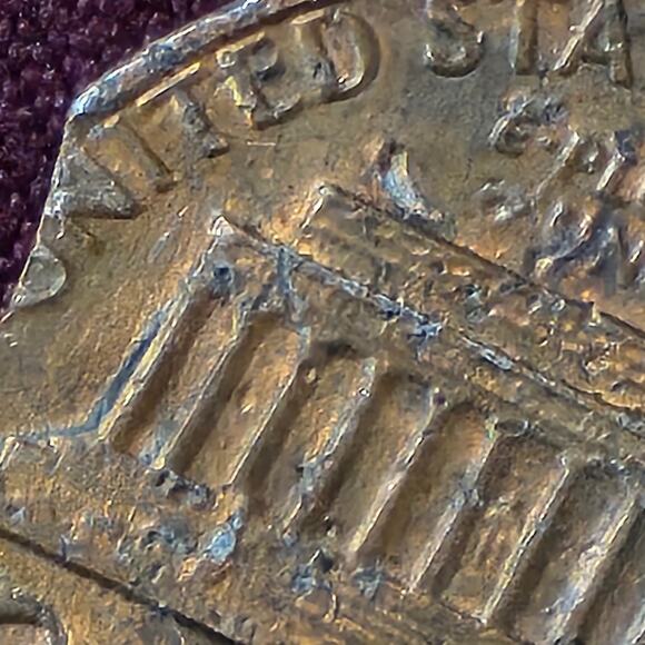 1985d Clipped Planchet Lincoln Memorial Cent Penny Error Variety Coin READ - Picture 7 of 10